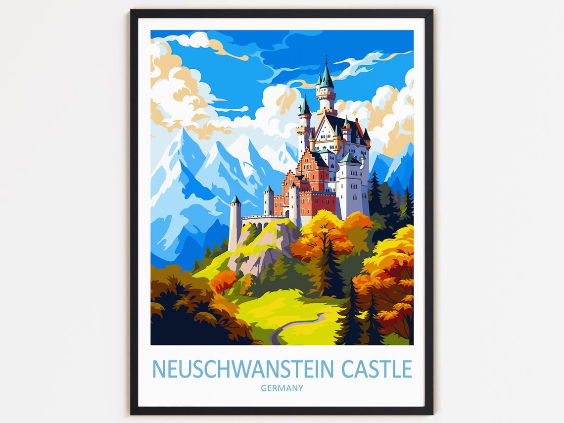 Neuschwanstein Castle Travel Print Wall Decor Neuschwanstein Castle Wall Hanging Art Home Dcor Germany Gift Art Lovers