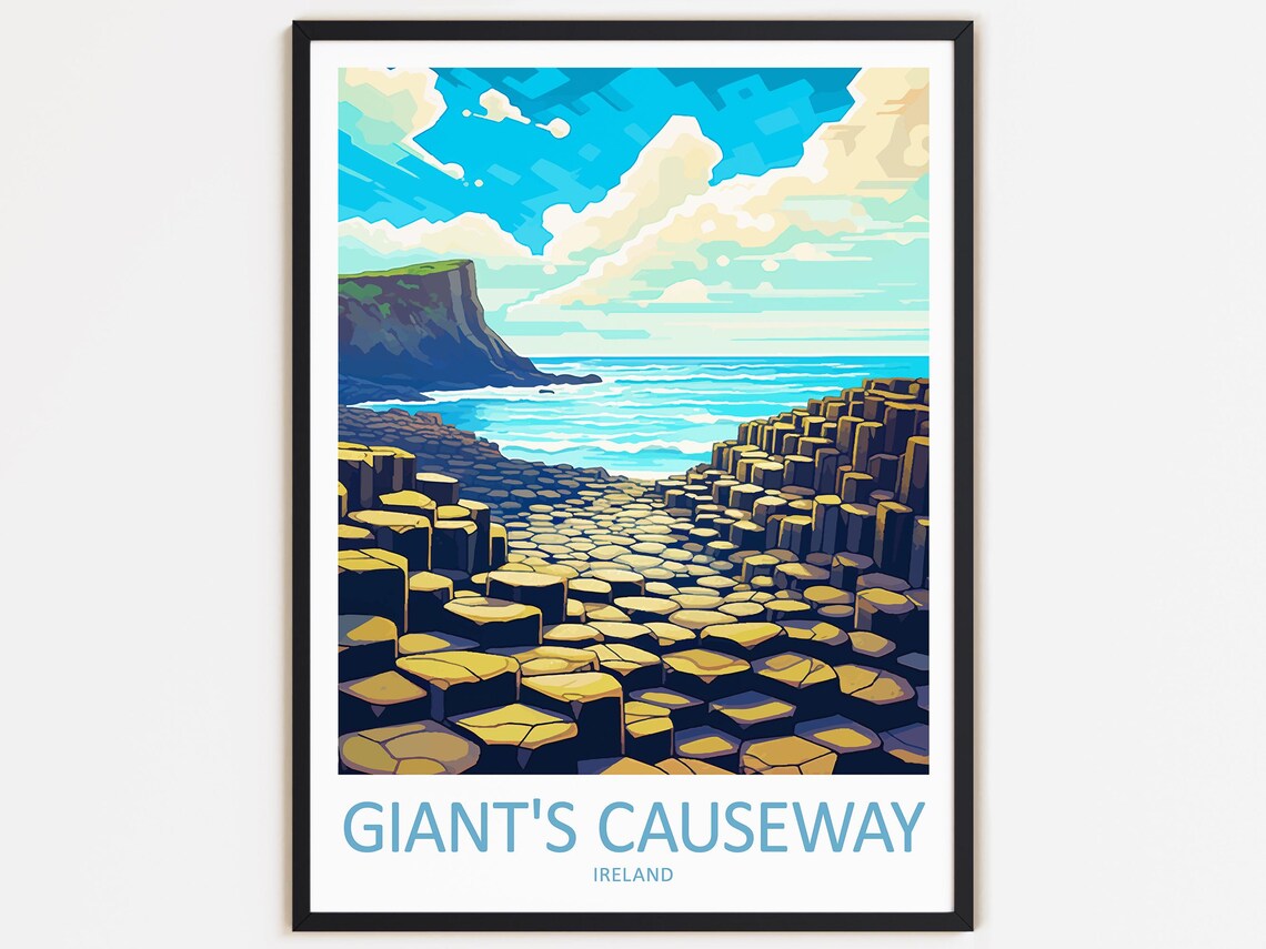 Giants Causeway Travel Print, Ireland Wall Decor