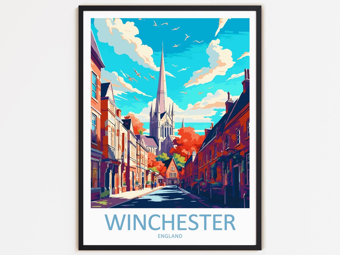 Winchester Travel Poster, England Home Decor