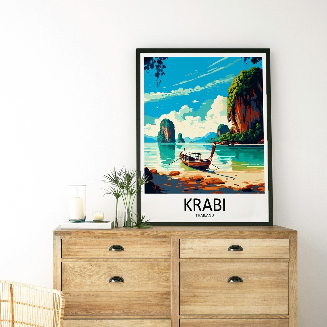 Krabi Travel Poster, Thailand Gift for Art Lovers - Image 3