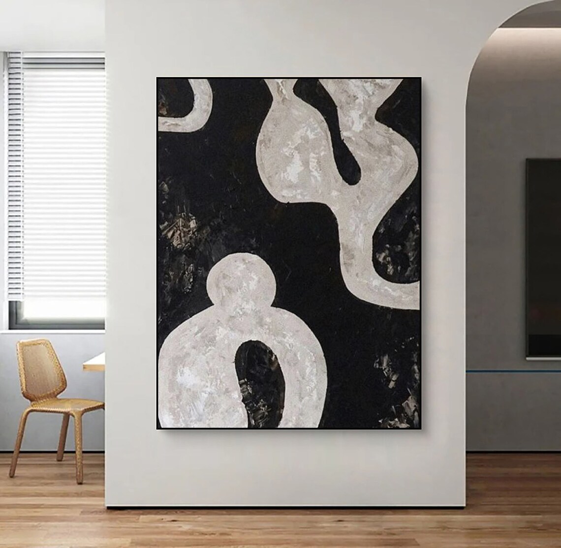 Black And Gray Abstract Painting Black Wall Art Minimalist Wall Art Black Textured Painting On Black Grey Painting Wabi Sabi Wall Art - Image 5