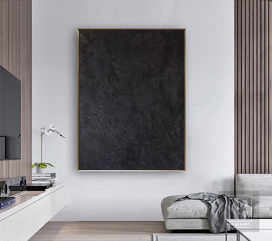 Black Wabi Sabi Wall Art Black Starry Sky Abstract Painting Large Black Minimalist Wall Art Textured Painting Entrance Wall Decor - Image 4