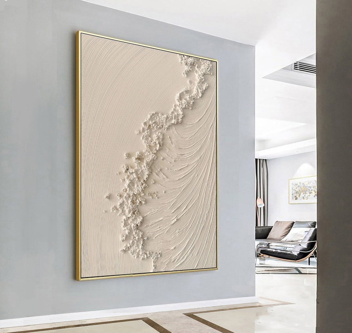 Raised Ivory Vein Texture With Flowing Carved Wave Lines Poster - Image 3