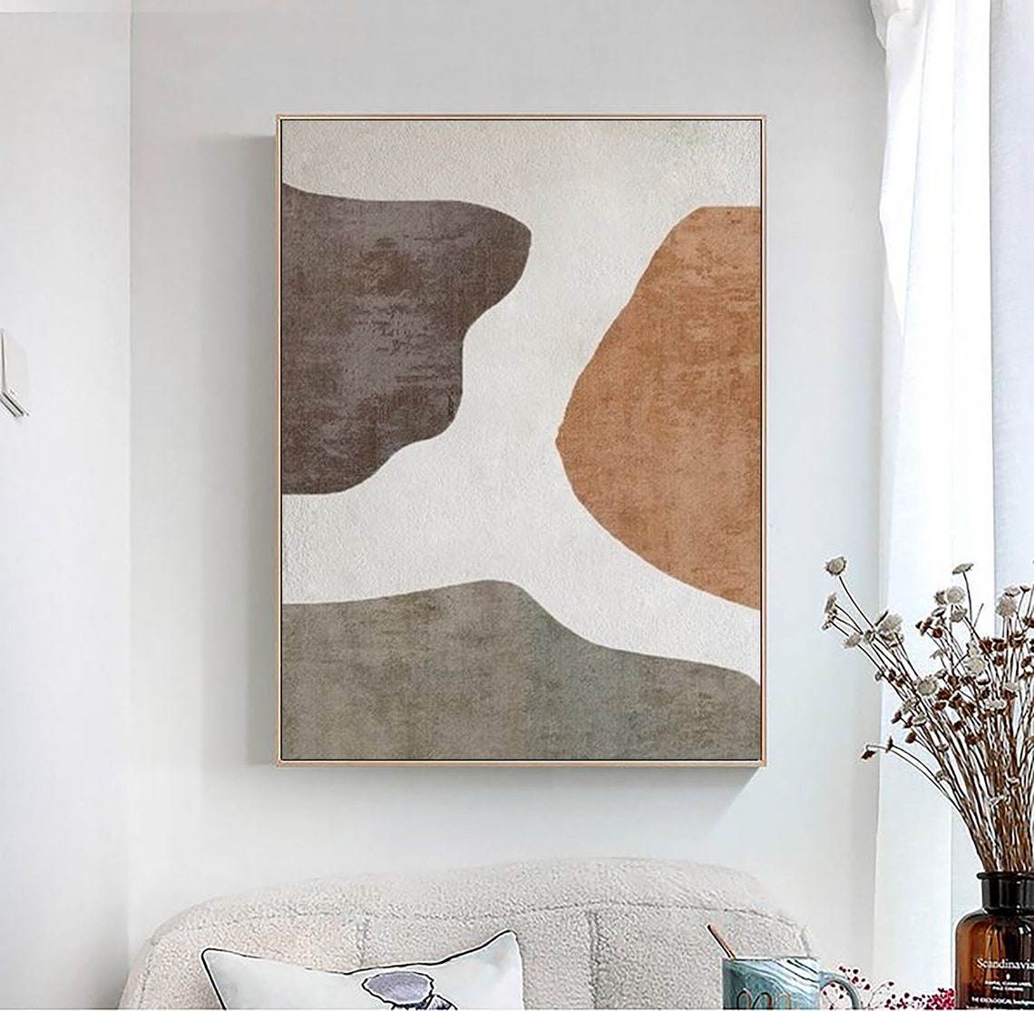 Framed Neutral Beige Brown Terracotta Abstract Shapes Poster - Image 3