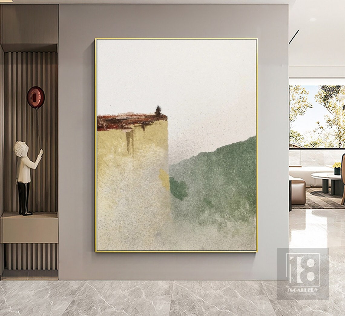 Mustard Ochre and Sage Green Abstract Landscape Painting Poster - Image 5