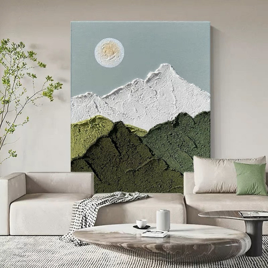 White 3d Texture Wall Art Large Abstract Art Green 3d Texture Abstract Painting Original Abstract Painting Neutral Art Painting - Image 4