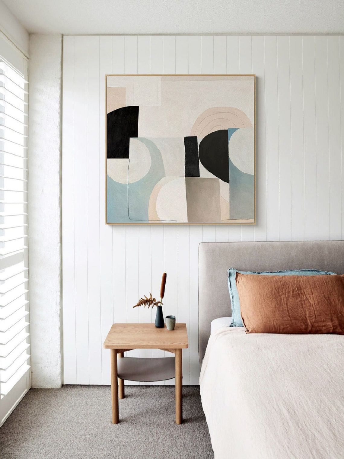 Original Beige Abstract Painting On Beige Pink Minimalist Wall Art Beige Wall Art Oil Painting Custom Abstract Wall Art - Image 4
