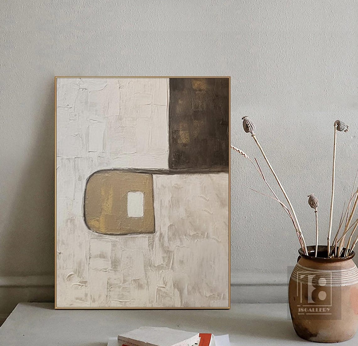 Gold Rounded Square With White Window on Textured Ivory Poster - Image 5