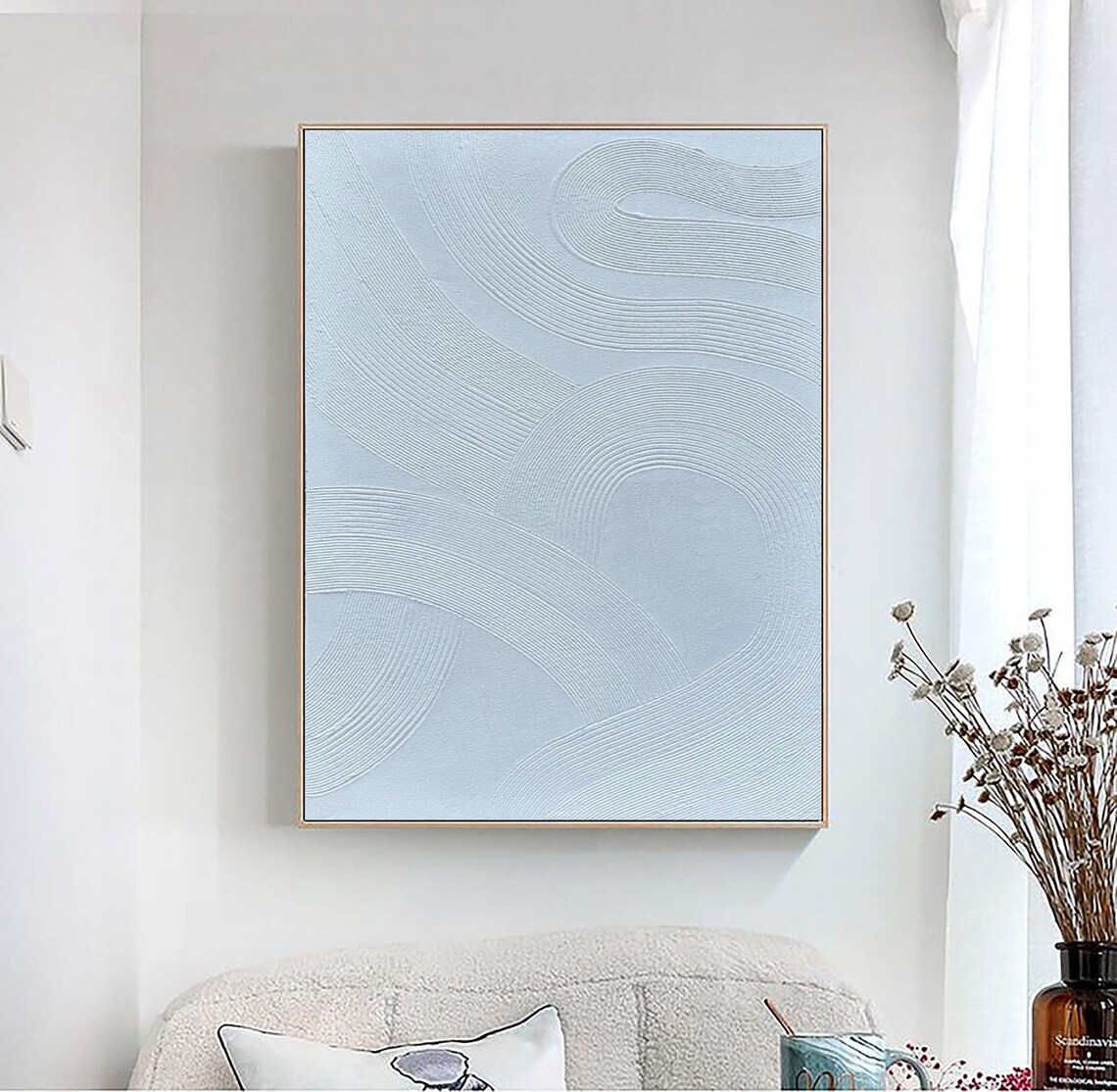 White Minimalist Abstract Oil Painting On Original White Textured Painting Large White Wall Art Wabi Sabi Large Abstract Wall Art - Image 4