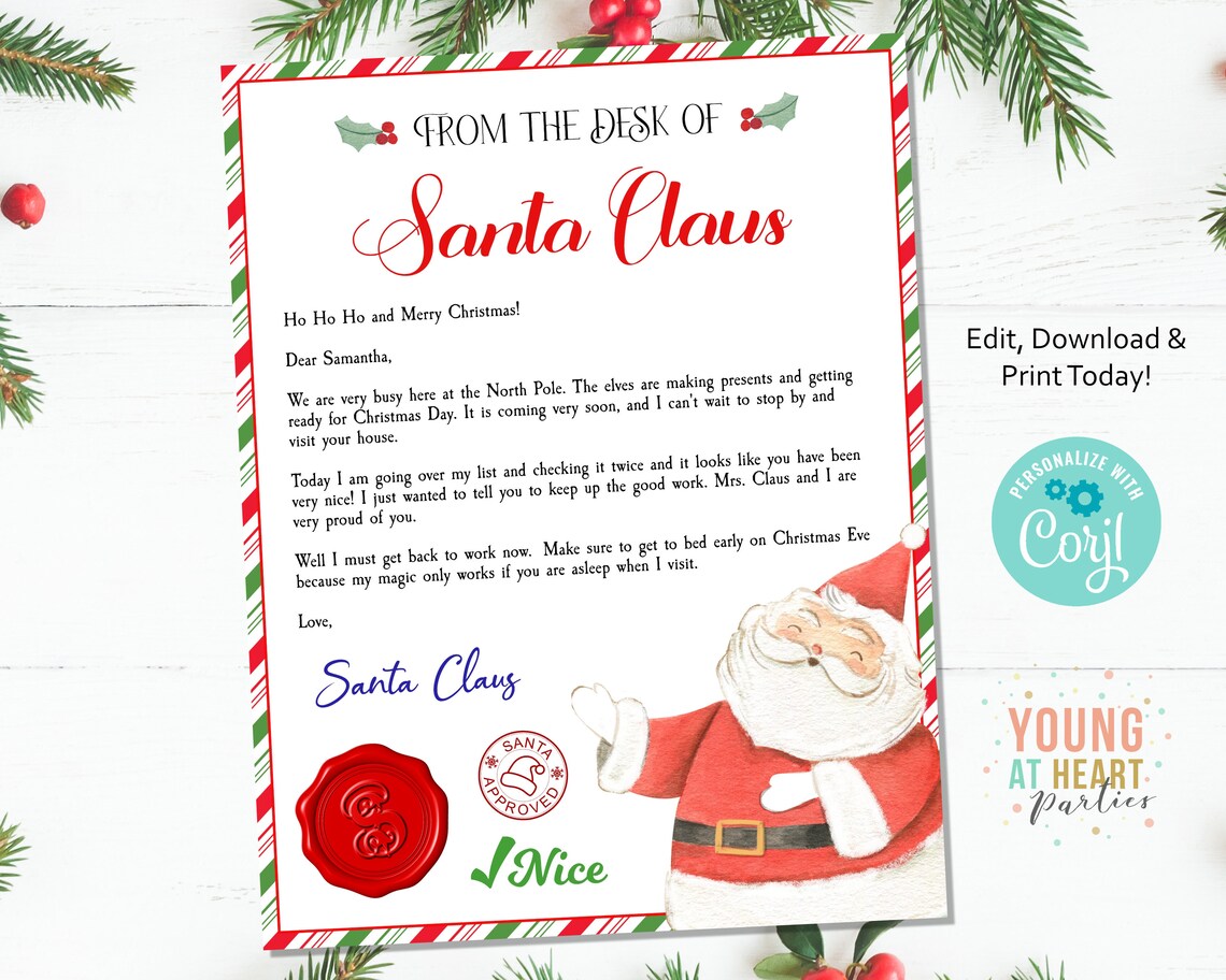 Official Letter From Santa Claus Nice List Christmas Holiday Print - Image 4