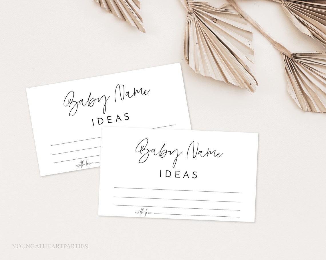 Minimalist Baby Name Ideas Shower Game Sign And Cards Editable Print - Image 4