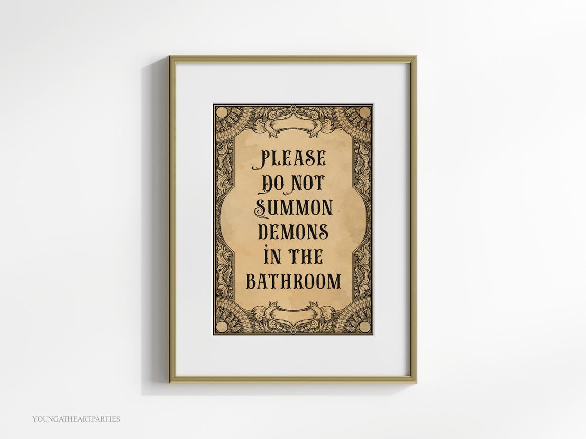 Gothic Please Do Not Summon Demons in the Bathroom Art Print - Image 4