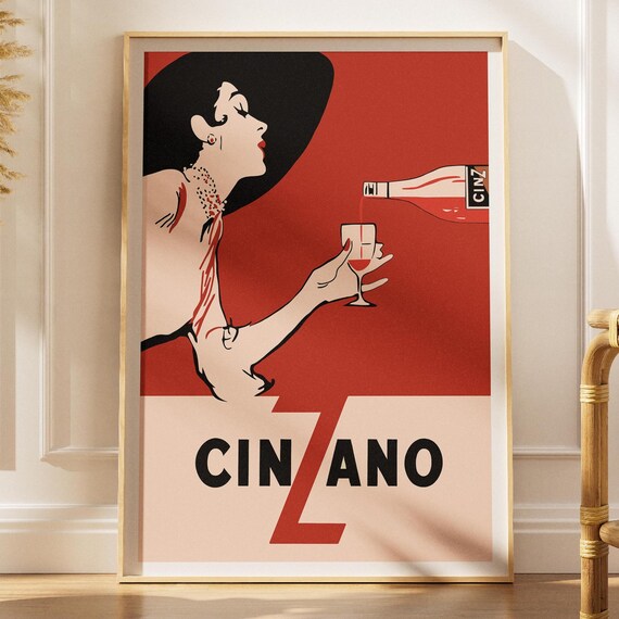 Cinzano Florio Vintage Poster, Bar Cart Decor