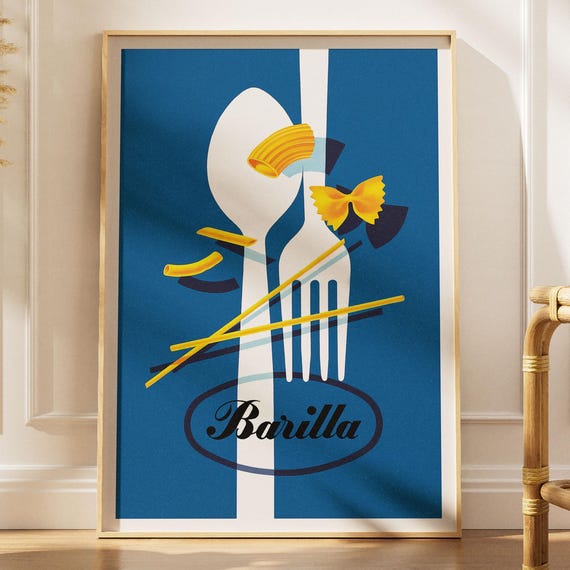 Macaroni Vintage Italian Poster Pasta Print Retro Food Advertising Kitchen Wall Decor