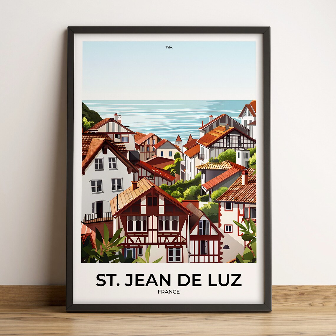 Saint Jean de Luz France Basque Coast Vintage Travel Poster Art