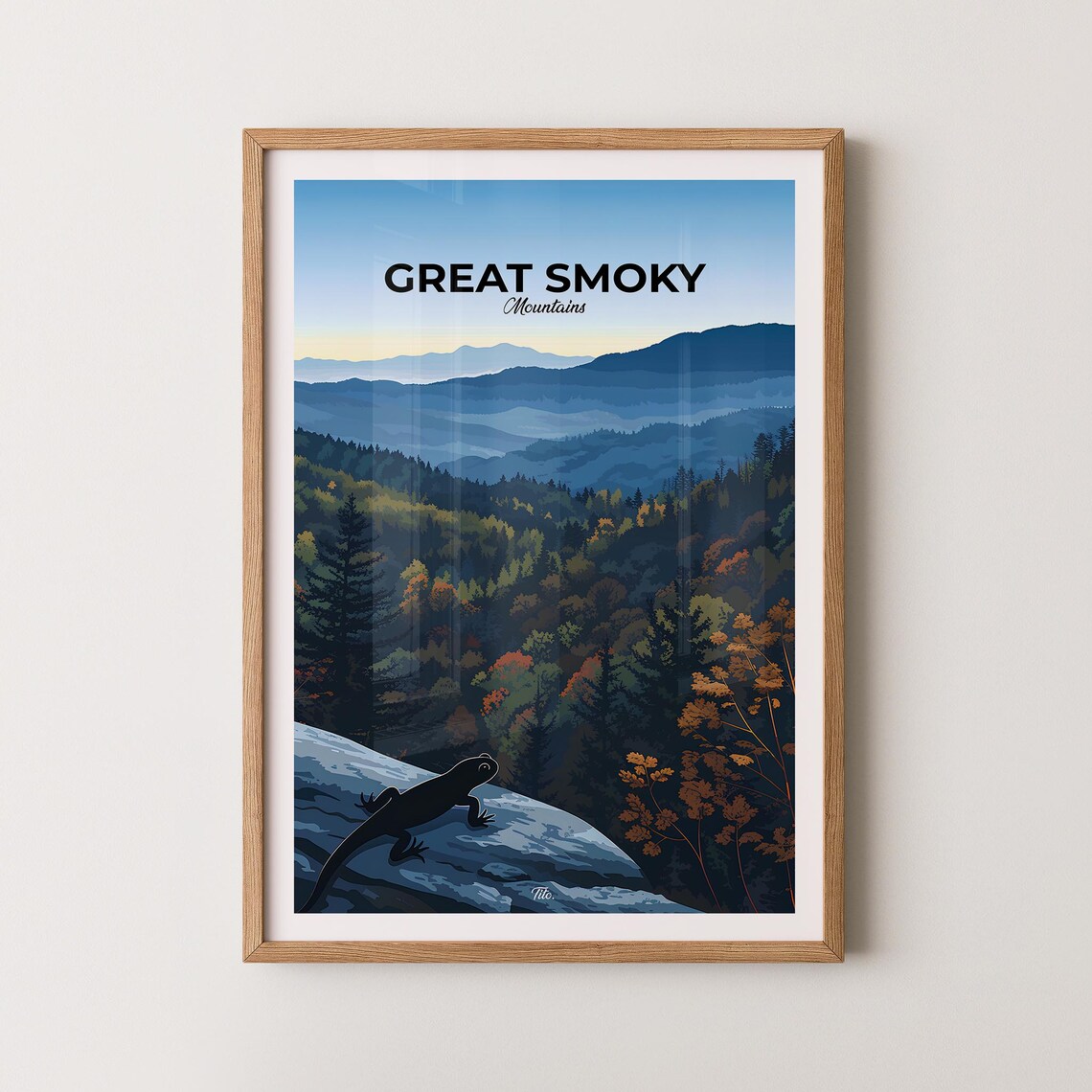 Great Smoky Mountains Misty Ridges Autumn Foliage Travel Poster