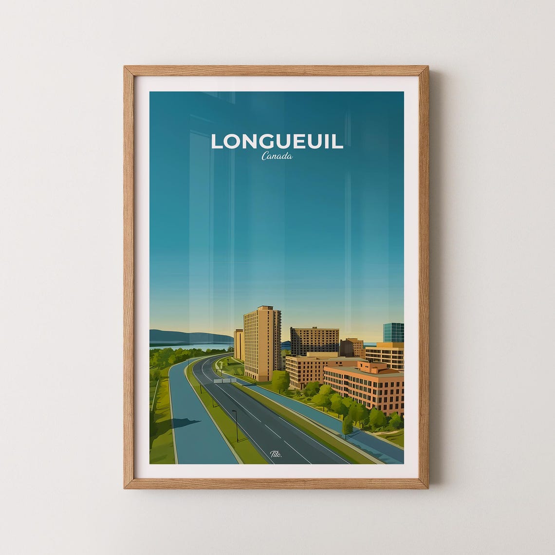 Longueuil Canada Curving Highway Modern Towers Urban Skyline Poster