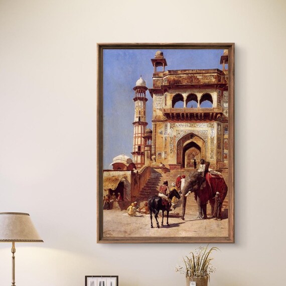 Orientalist Mosque Print Vintage Elephant Scene
