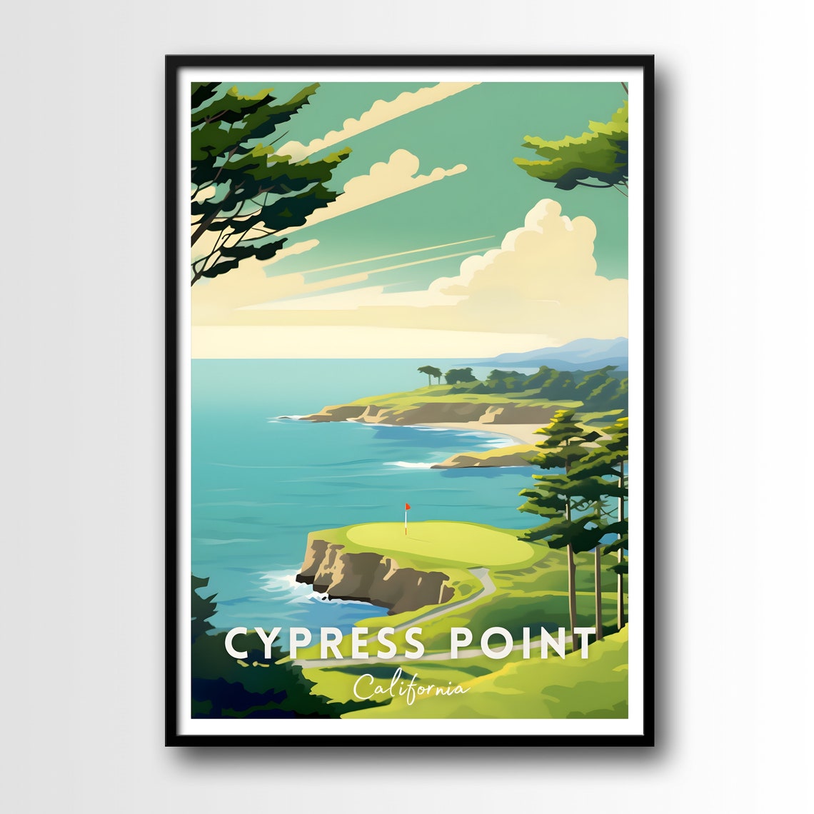Cypress Point Golf Course Cliff Ocean California Travel Poster - Image 2