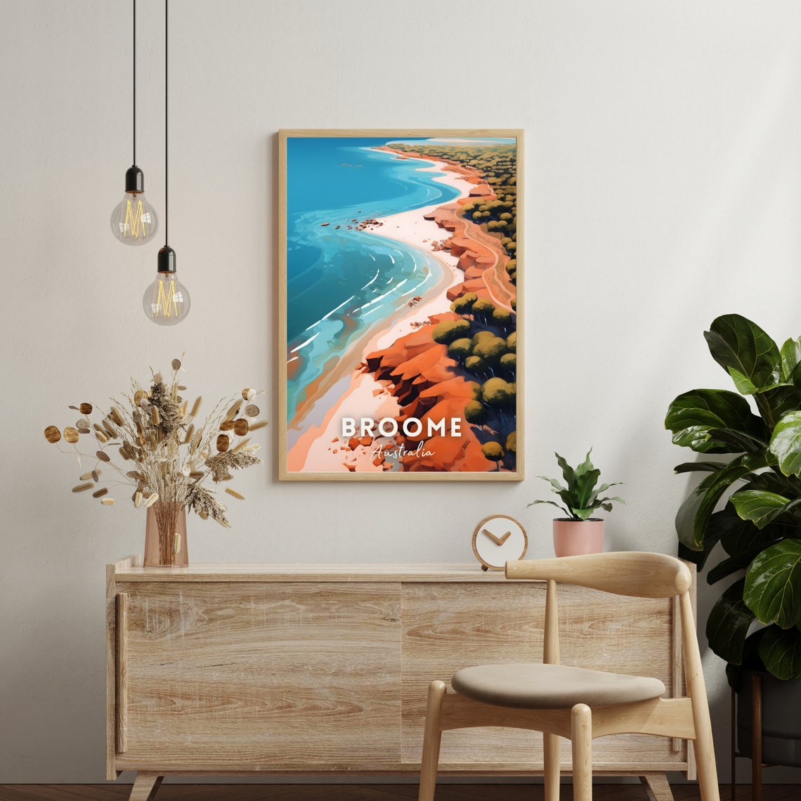 Broome Australia Dramatic Red Cliffs Aerial Coastline Travel Poster - Image 2