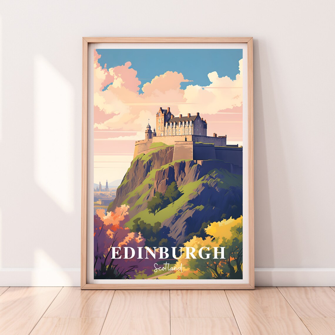 Edinburgh Scotland Castle Historic Skyline Vintage Travel Poster - Image 2