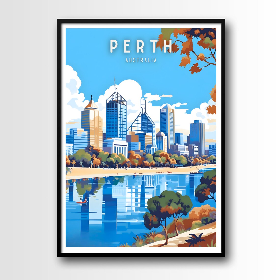 Perth Travel Poster, Australia Wall Art Print