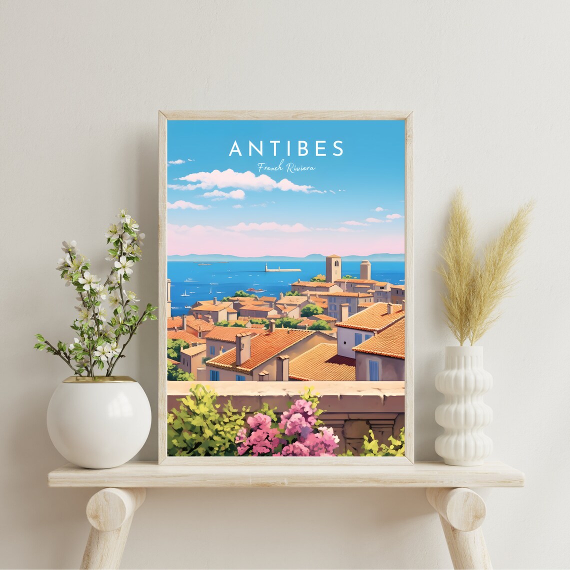 Antibes French Riviera Old Town Rooftops Seaside Travel Poster - Image 2