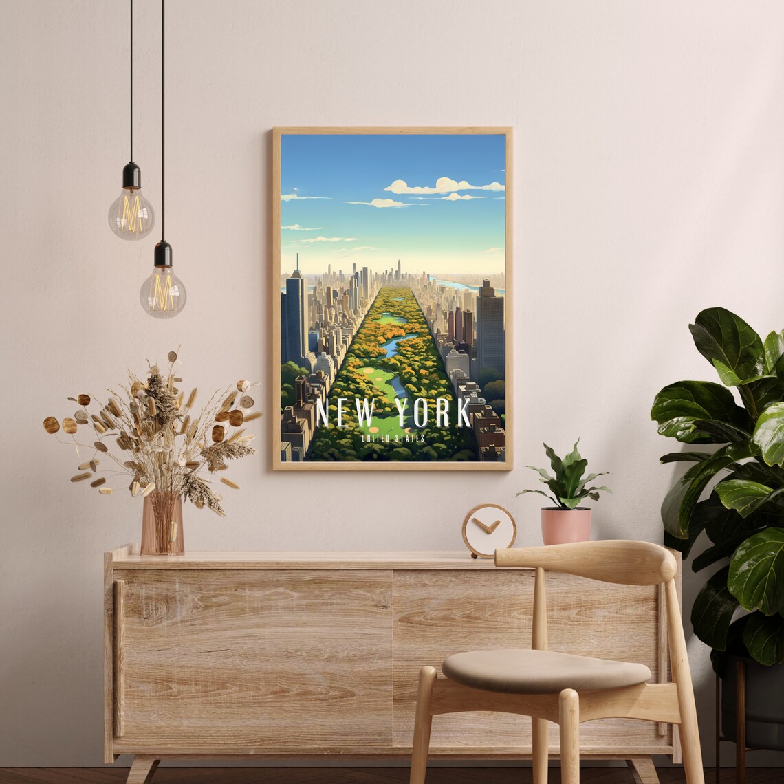 New York City Central Park Aerial View Skyline Travel Poster - Image 2