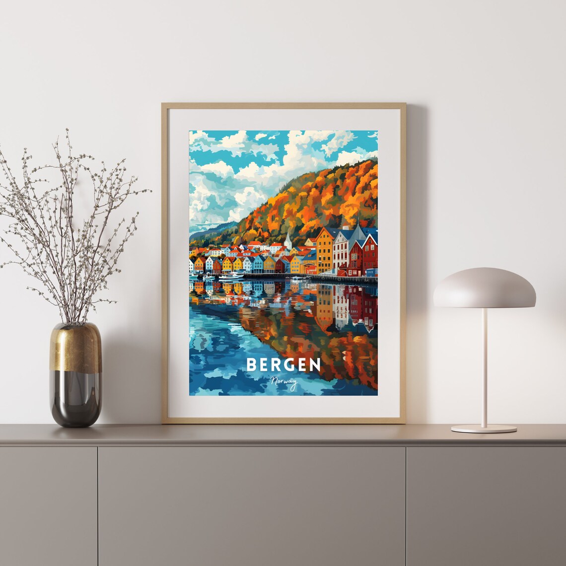 Bergen Travel Poster, Norway Travel Art Print - Image 2