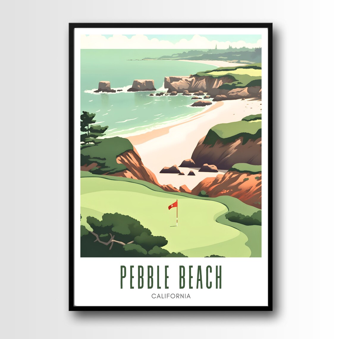 Pebble Beach Travel Poster, Golf Course Art Print