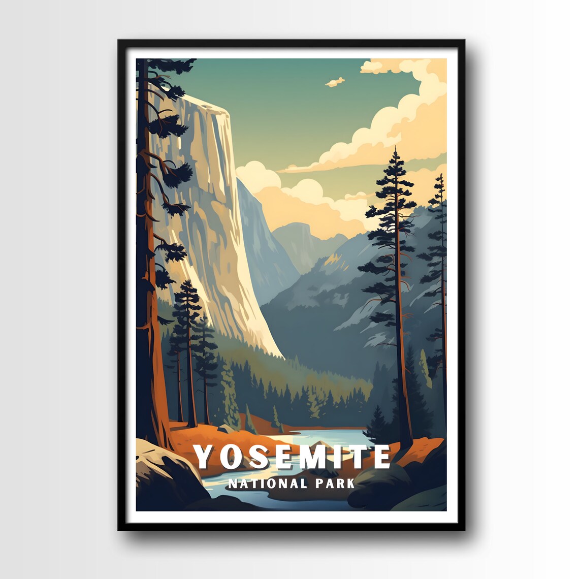 Yosemite National Park Vintage Travel Poster Mountain Valley Cliff Scenery - Image 2