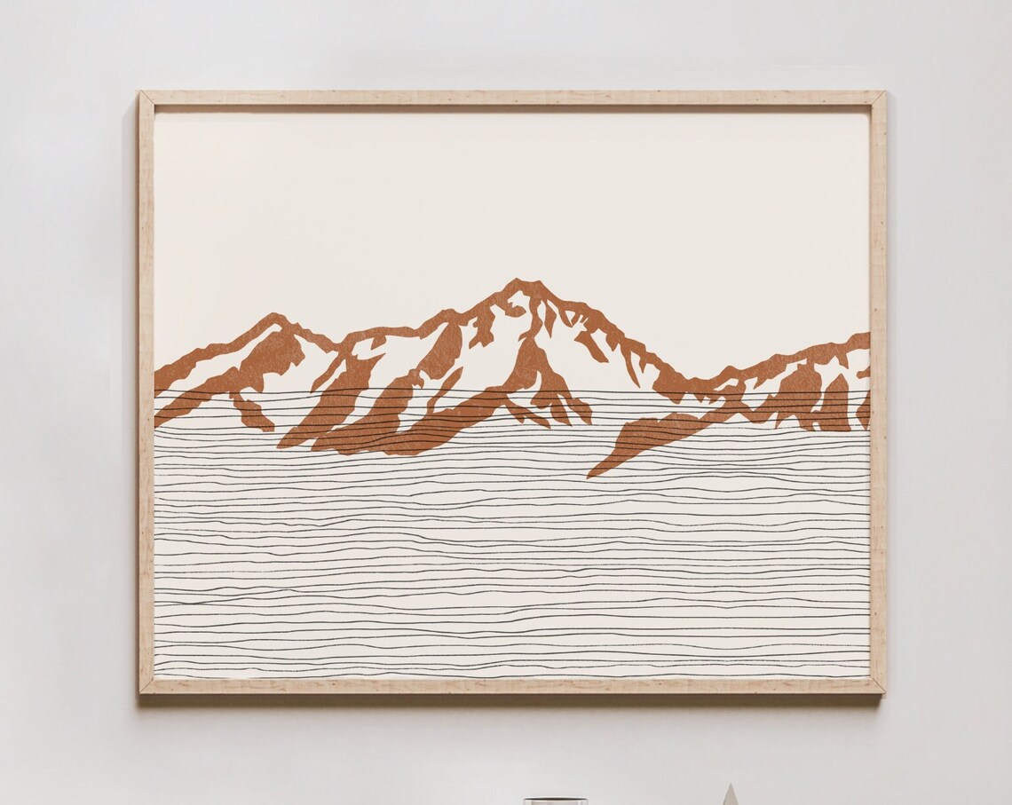 Boho Mount Washington Travel Poster, Cascade Range