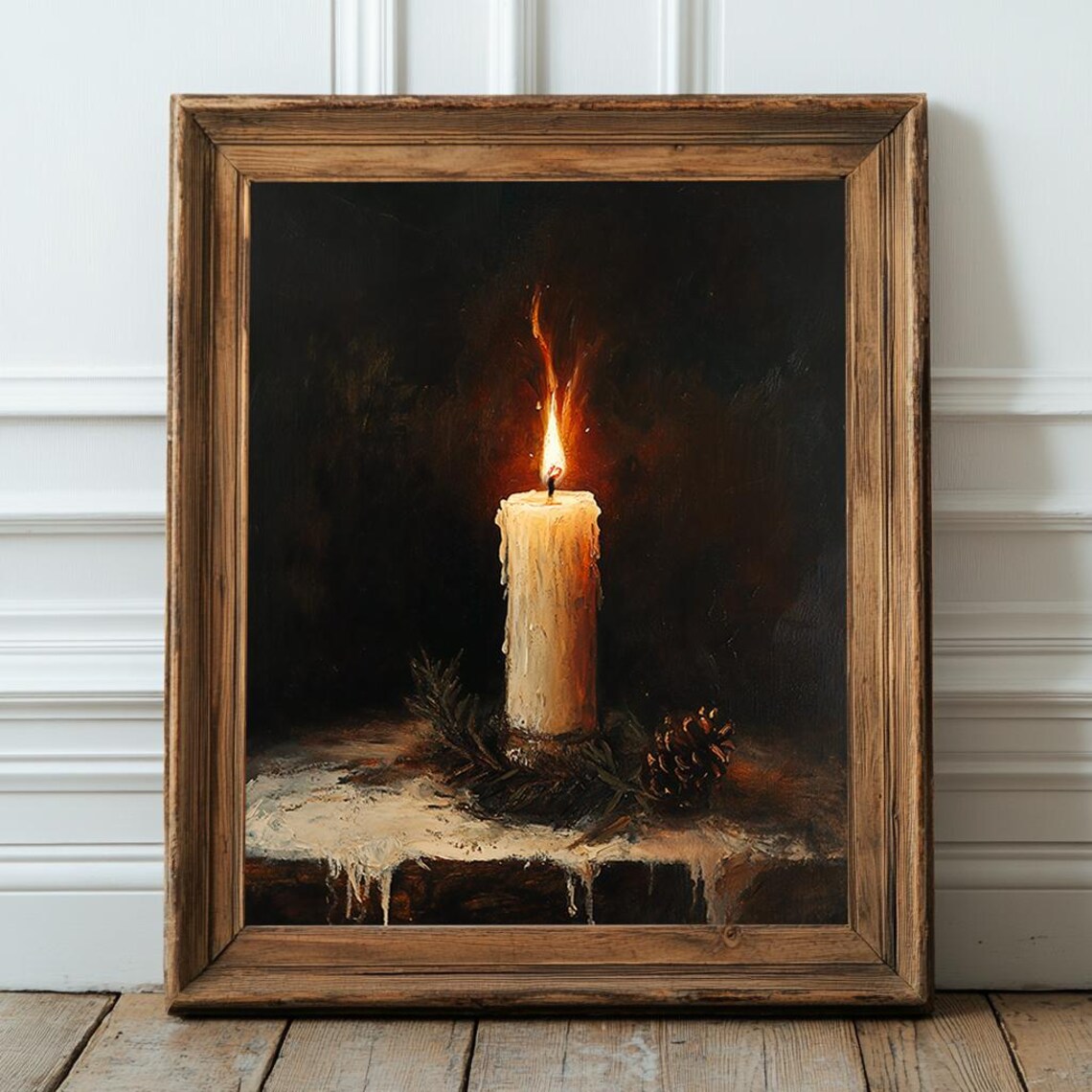 Vintage Candle Moody Christmas Print Cottagecore Holiday Wall Art Gothic Winter Decor - Image 2