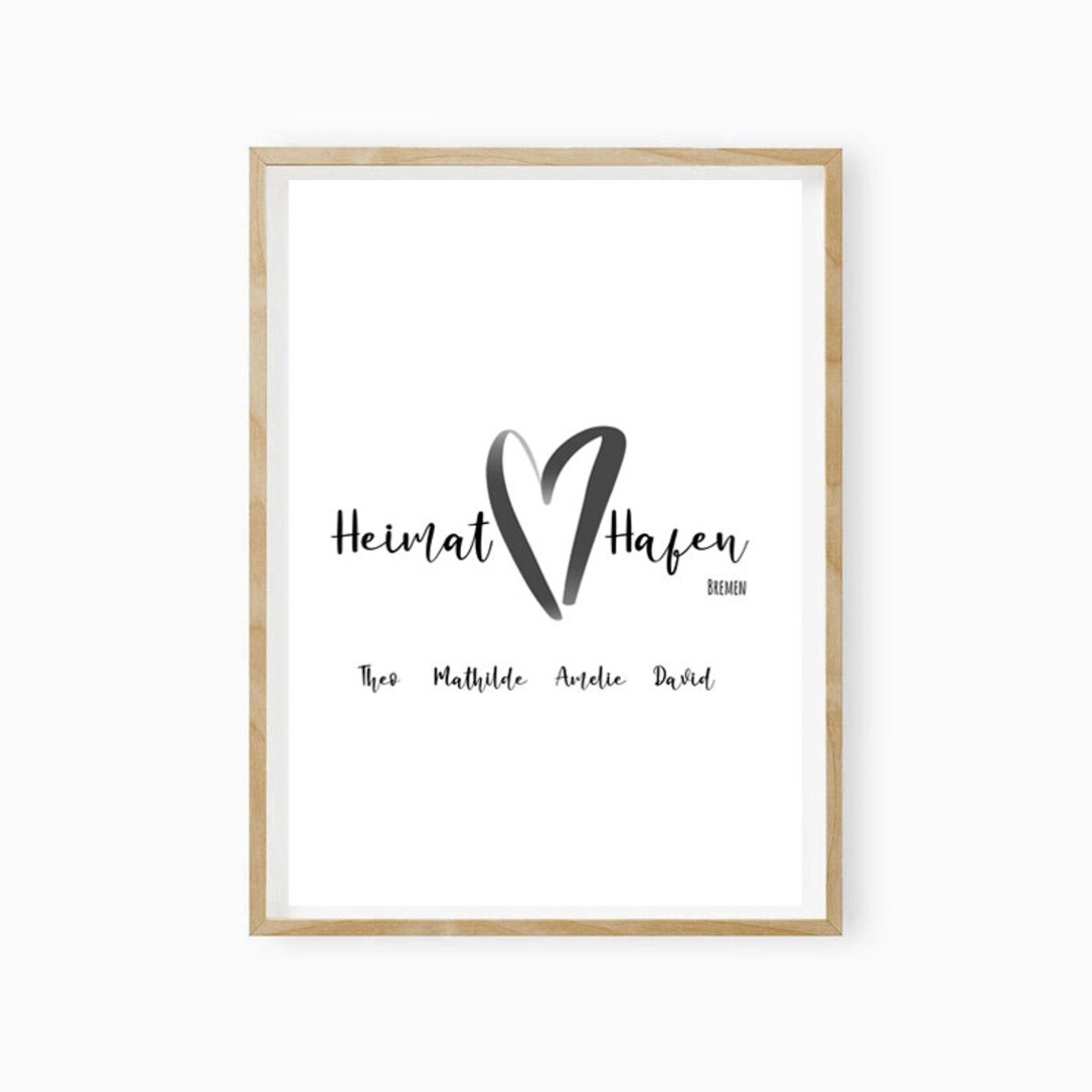 Heimat Hafen Bremen Personalized Family Names Heart Gift Poster