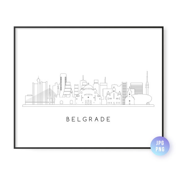 Belgrade Skyline Print City Line Art Instant Wall Jpg Png