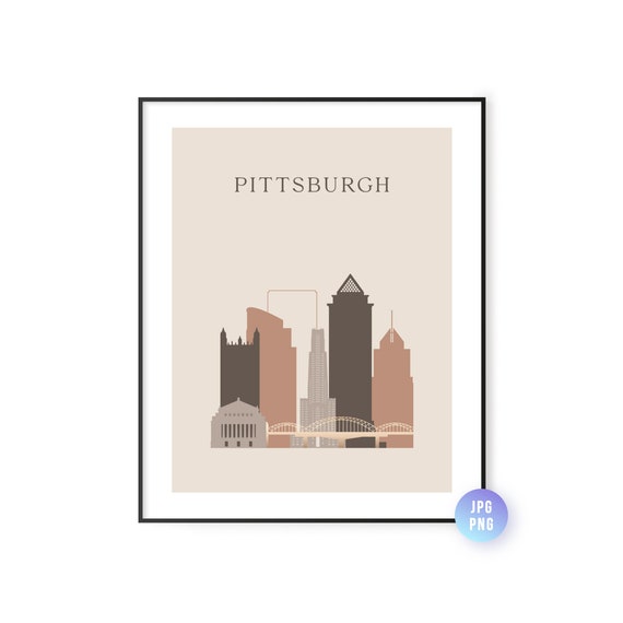 Pittsburgh Skyline Print Boho Style Pennsylvania Art Travel Artwork Modern City Jpg Png