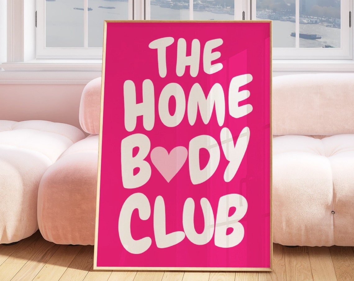 The Homebody Club Print Neutral Retro Print Trendy Quote Print Pink Preppy Prints The Homebody Club Poster Motivation Art - Image 3