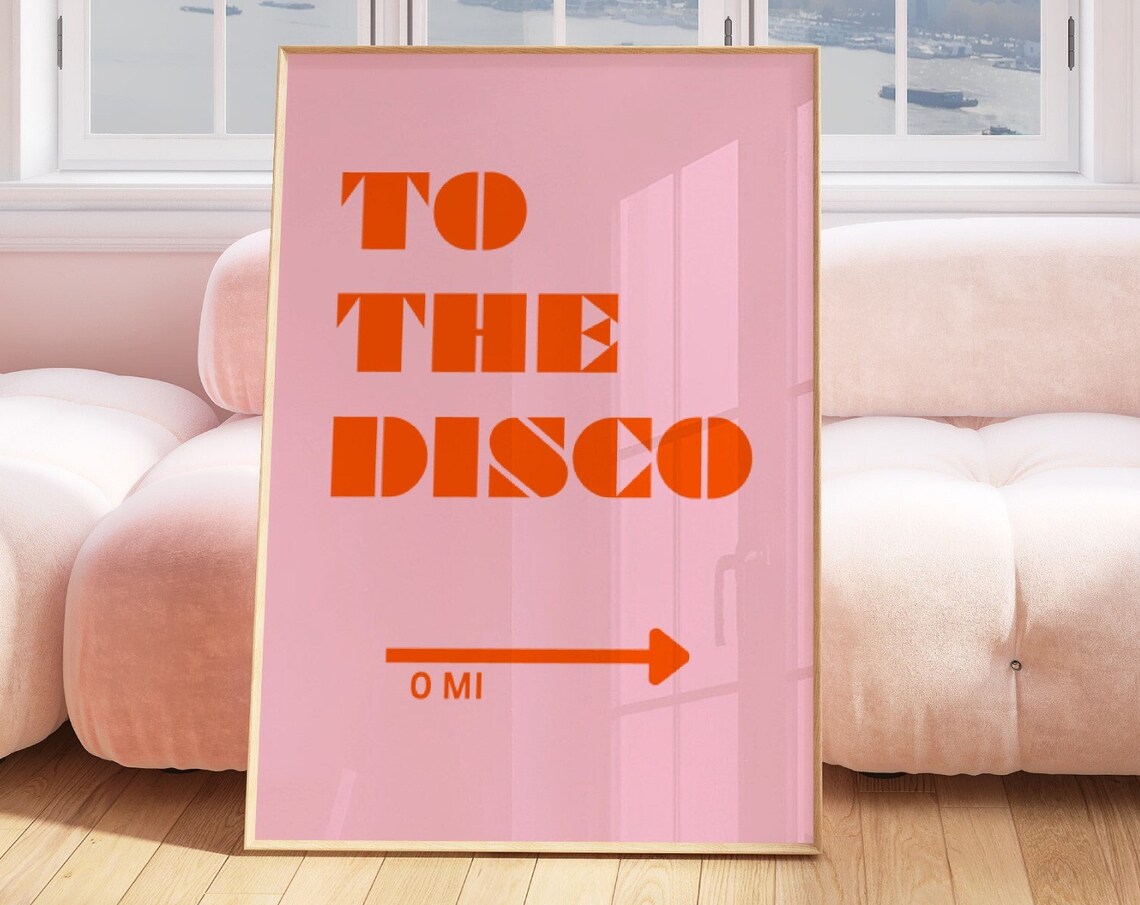 To The Disco Retro Typography Bar Cart Art Print - Image 4