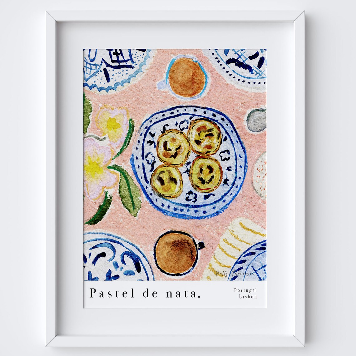 Pastel De Nata Watercolour Poster, Portuguese Dessert
