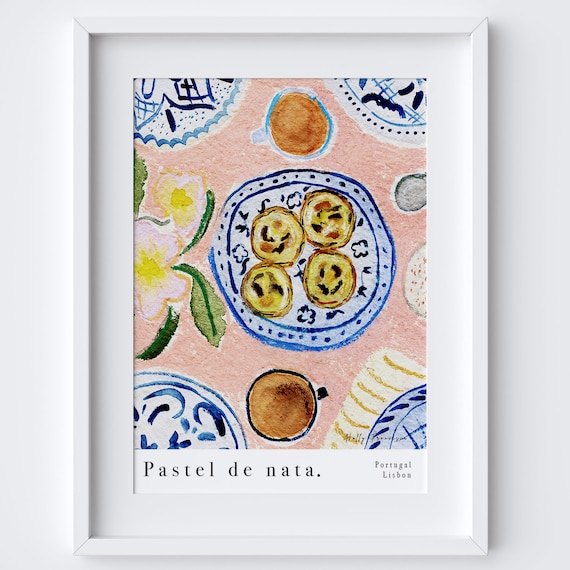 Pastel De Nata Watercolour Poster, Portuguese Dessert