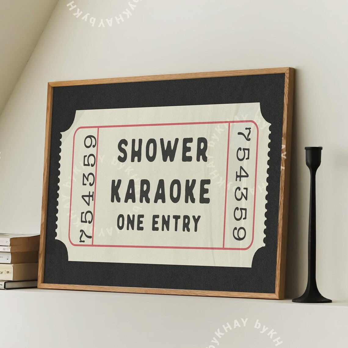Shower Karaoke Ticket Bathroom Poster Print