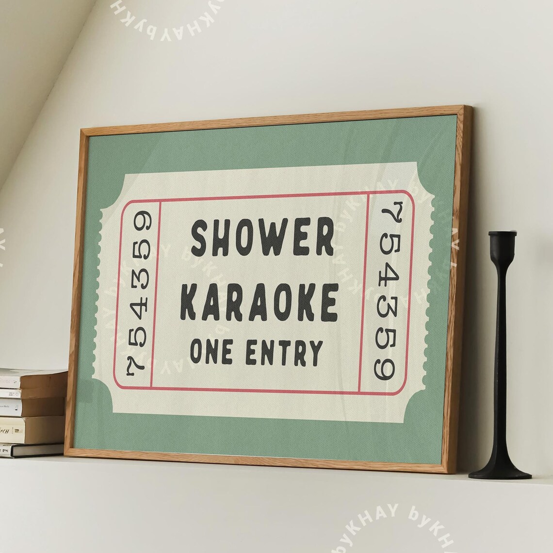 Shower Karaoke Ticket Retro Bathroom Singing Art Print