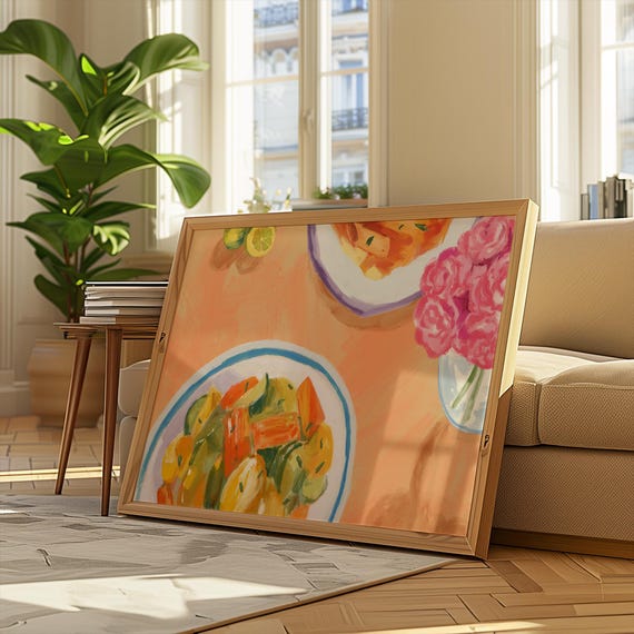 Retro Food Illustration Art Print Colorful Kitchen Poster