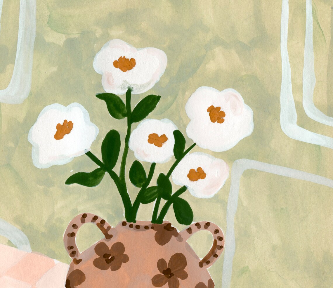 White Flowers in a Vase, Floral Art Print - Image 4