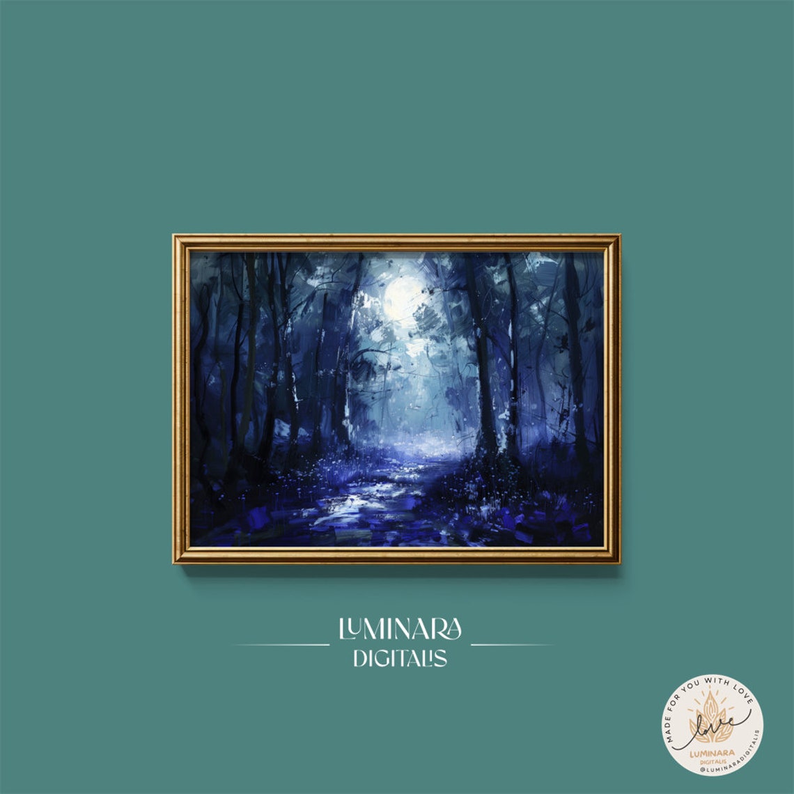 Wall Art Bluebell Forest Wall Art Majestic Nature Inspired Moonlit Item 156