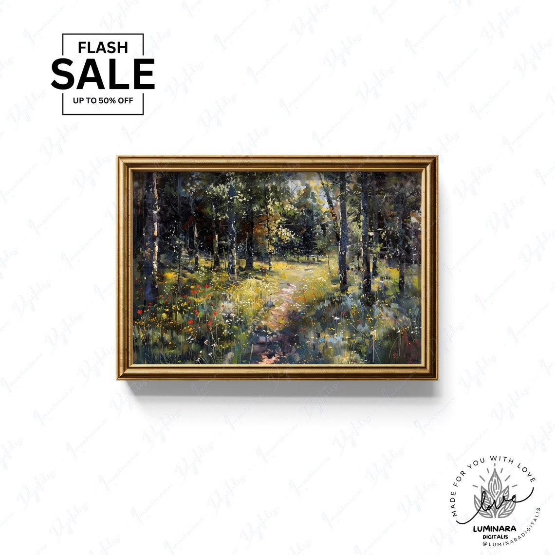 Wall Art Enchanted Forest Pointillism Print Art Decor 176 Non Personalized Wall Art - Image 3