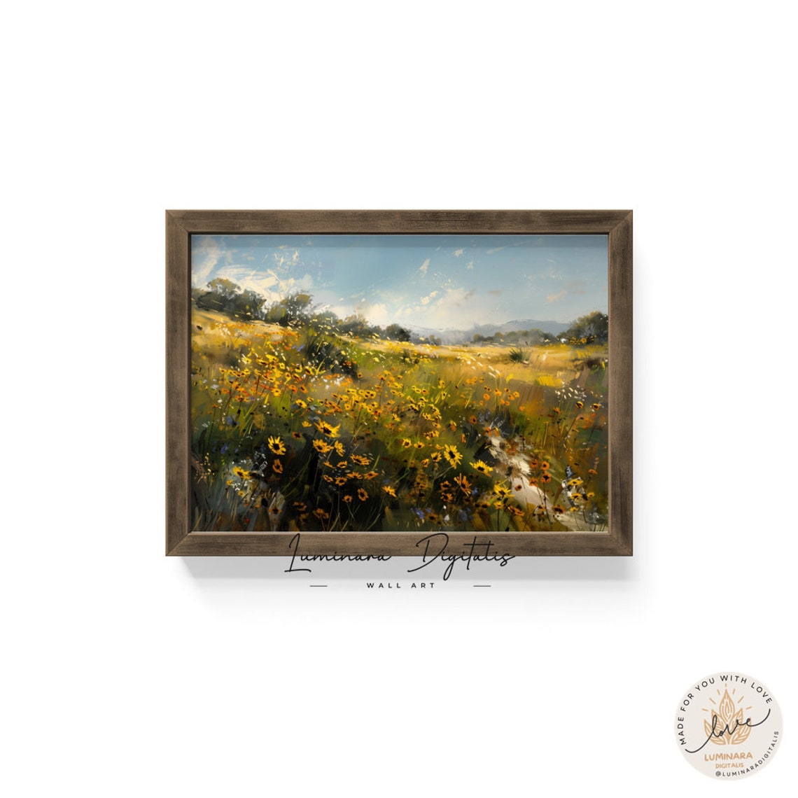 Vibrant Yellow Wildflower Field Under A Bright Summer Sky Poster - Image 6