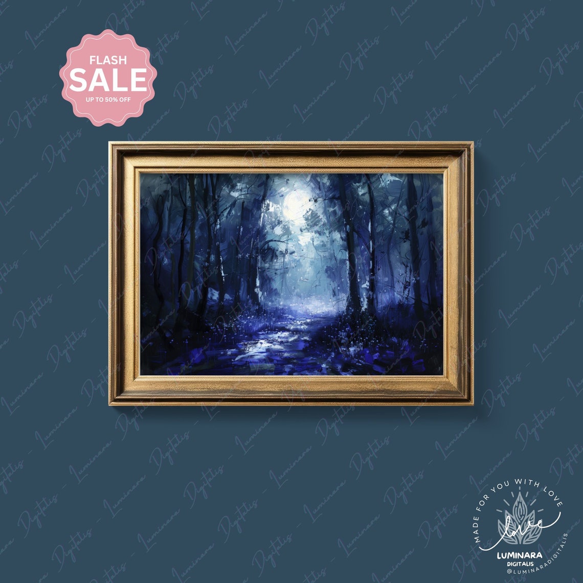 Wall Art Bluebell Forest Wall Art Majestic Nature Inspired Moonlit Item 156 - Image 4