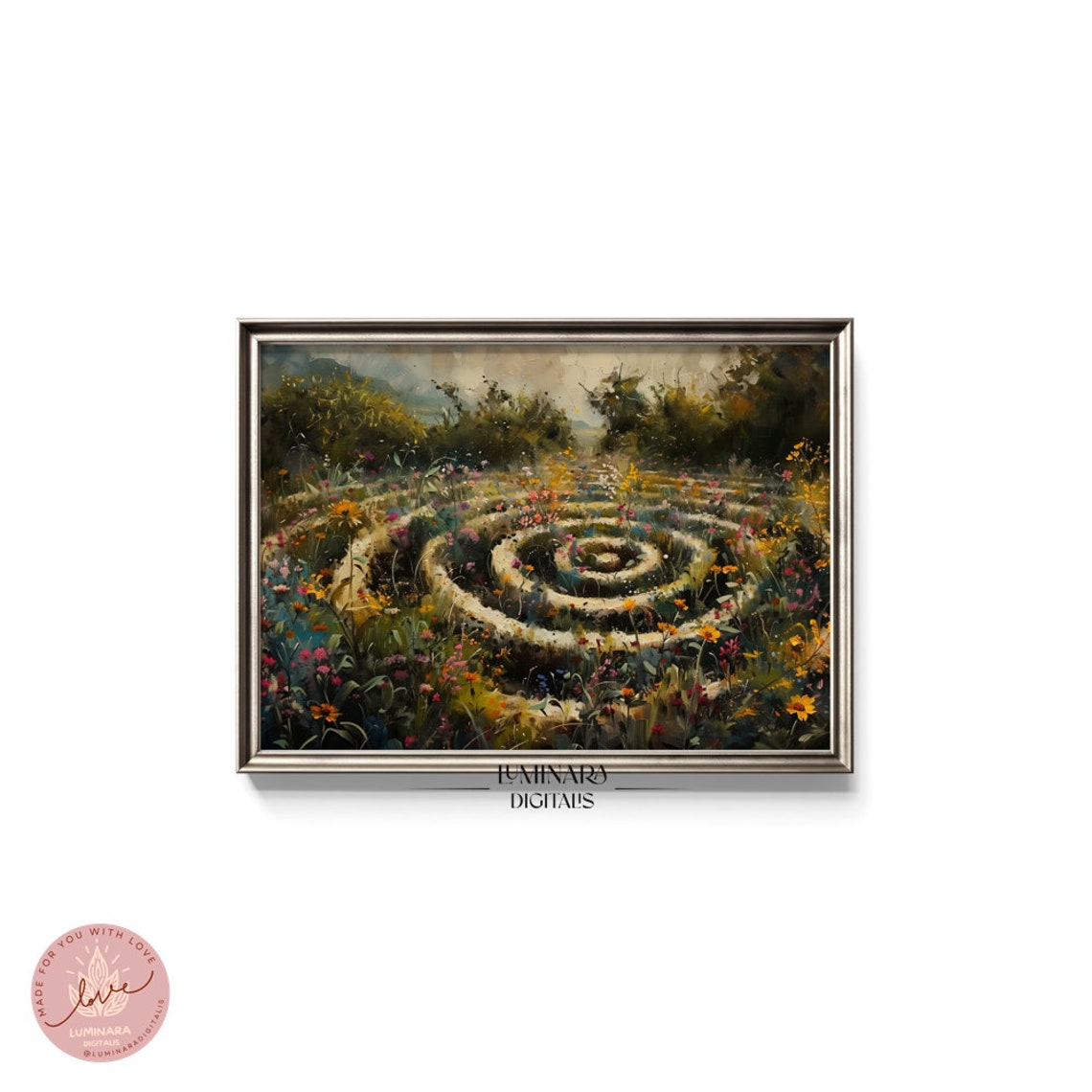 Wildflower Garden Spiral Pathway Stone Labyrinth Dreamy Art Poster - Image 5