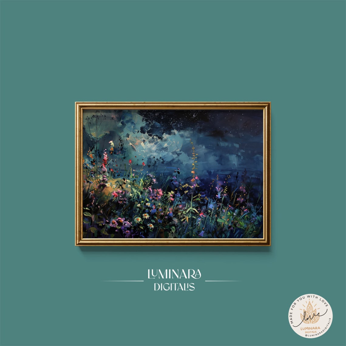 Wall Art Enchanted Midnight Garden Art Print Starry Sky Wall Decor